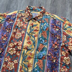Vintage The Territory Ahead Button Up Shirt Large Colorful Floral Cotton